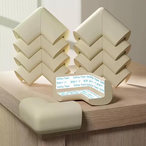 Baby Proofing Edge Corner Protector,1Roll L-Shape Soft Cabinet Door Bumper Corner Strip,8 Furniture Safety Bumper Corner Guards,Wall Protector,Self Adhesive,for Nursery,Kitchen,Fireplace,Table in Kuwait