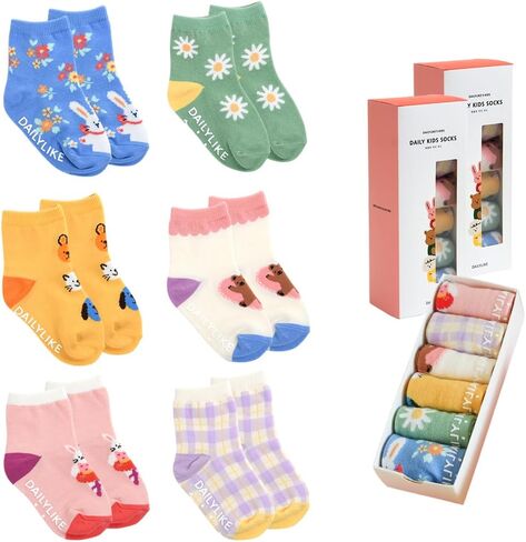 Baby Boys Girls Non Slip Grip Ankle Socks with Anti Skid Grippers for Infants Toddlers Kids 6 Pairs in Kuwait