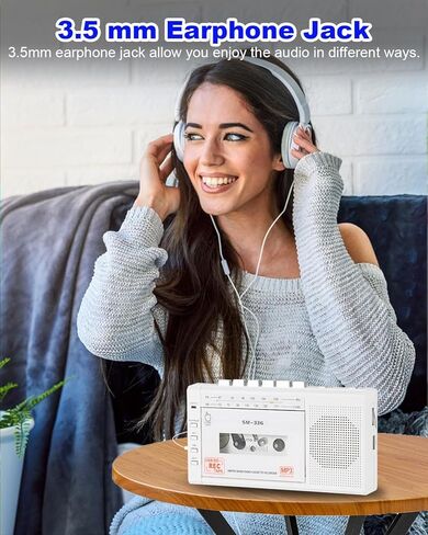 FIOLEES Portable Cassette Player Boombox AM FM, Cassette Tape Player Recorder with Loud Speaker and Earphone Jack, 4 C Batteries Operated or AC Powered, Build-in Microphone for Gift, Home in Kuwait