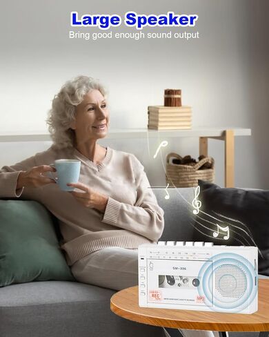 FIOLEES Portable Cassette Player Boombox AM FM, Cassette Tape Player Recorder with Loud Speaker and Earphone Jack, 4 C Batteries Operated or AC Powered, Build-in Microphone for Gift, Home in Kuwait