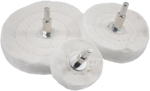 JUNLICN 4 Pcs White Flannelette Polishing Wheels, 1/4" Shank Cotton Polishing Kits for Drill, Rotary Tools in Saudi Arabia