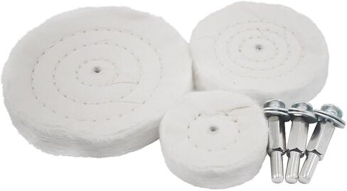 JUNLICN 4 Pcs White Flannelette Polishing Wheels, 1/4" Shank Cotton Polishing Kits for Drill, Rotary Tools in Saudi Arabia