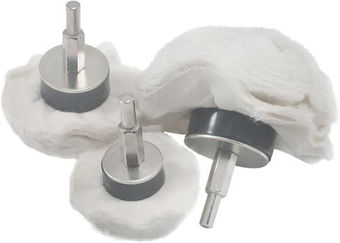 JUNLICN 4 Pcs White Flannelette Polishing Wheels, 1/4" Shank Cotton Polishing Kits for Drill, Rotary Tools in Saudi Arabia