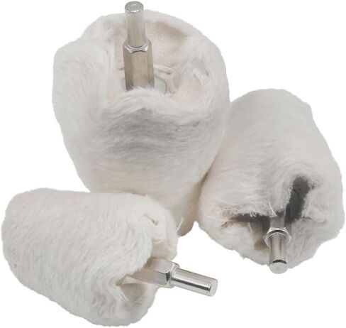JUNLICN 4 Pcs White Flannelette Polishing Wheels, 1/4" Shank Cotton Polishing Kits for Drill, Rotary Tools in Saudi Arabia