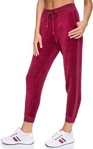 Tommy Hilfiger Women's Drawcord Waist Easy Fit Velour Jogger, Oceanic Green in Saudi Arabia