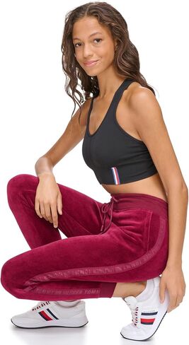 Tommy Hilfiger Women's Drawcord Waist Easy Fit Velour Jogger, Oceanic Green in Saudi Arabia