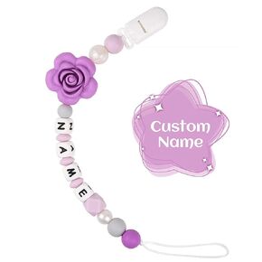 Personalized Pacifier Clip with Name for Baby, Customized Pacifier Clip Fits All Pacifiers, Pink