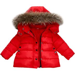 Baby Boys Winter Down Jacket Kids Hooded Down Coats Warm Parka with Faux Fur Trim Children Clothes 6M-5Y
