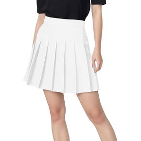 Women's Casual Skirts Mini Flared Skater Skirt Cotton Linen Stretchy Elastic High Waist Pleated A-Line Party Skirts