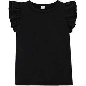 12m-7Y Toddler Baby Girls Ruffle Sleeve Shirt Plain Solid Sleeveless Tshirt Top Blouse Kids Casual Clothes