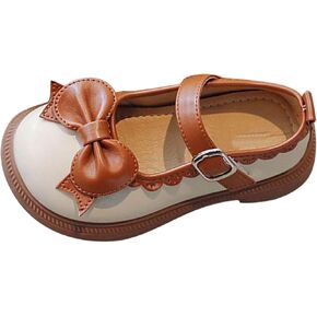 Girls Dress Shoes Cute Bow Mary Jane Shoes Ballerina with Satin Ankle Tie for Wedding Thong Sandals for Toddler Girls