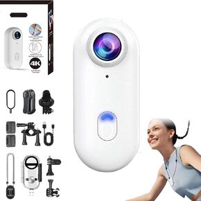 Stallion Frames Body Camera, Nexo25 1080p/4k Thumb Action Camera, with Audio & Video Recording, Waterproof Wearable Action Cam with Magnetic Clip for Diving, Outdoor Sports (Black*High,1080P)