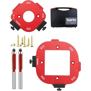 TANYO Router Corner Radius Template, Aluminum Alloy Router Jig with 8 Radius, High Hardness Router Templates for Woodworking R10/R15/R20/R25/ R30/R35/R40/R50