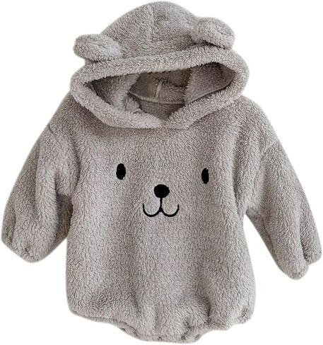 Girls Sweaters Newborn Infant Baby Animal Autumn Long Sleeve Fleece Hooded Bear Ear Romper Bodysuit 0-3 Years in Kuwait