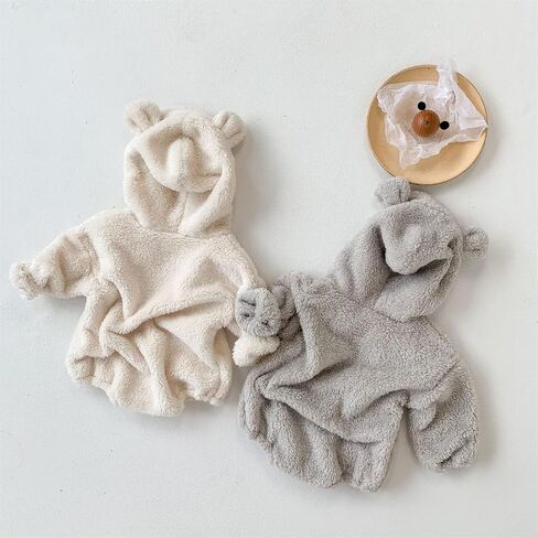 Girls Sweaters Newborn Infant Baby Animal Autumn Long Sleeve Fleece Hooded Bear Ear Romper Bodysuit 0-3 Years in Kuwait