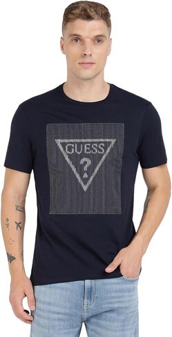 GUESS Men's Short Sleeve Stitch Triangle Tee in Saudi Arabia
