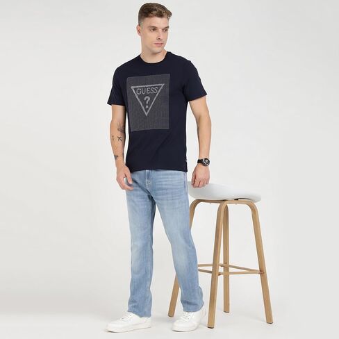 GUESS Men's Short Sleeve Stitch Triangle Tee in Saudi Arabia