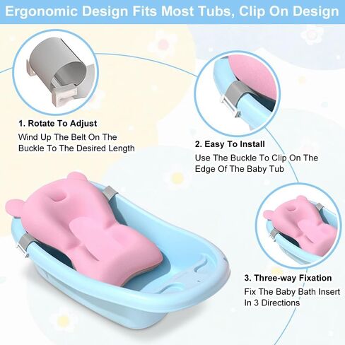 Baby Bath Suspension Prevent Slip Pad, Soft Quick Dry Lightweight Baby Bath Cushion Pad, Newborn Bathtub Mat Infant Bath Supporter Nonslip Floating Bathing Tub Seat for Assisted Sitting (White) in Saudi Arabia