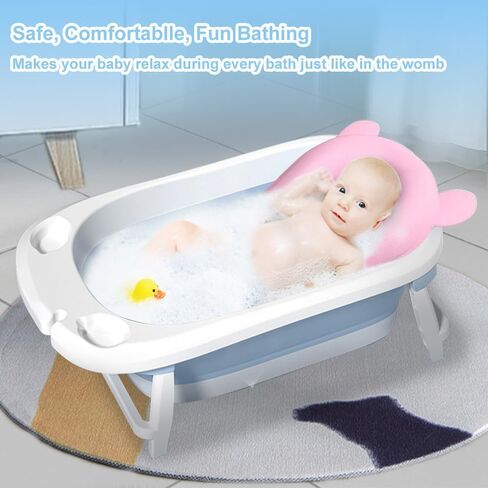 Baby Bath Suspension Prevent Slip Pad, Soft Quick Dry Lightweight Baby Bath Cushion Pad, Newborn Bathtub Mat Infant Bath Supporter Nonslip Floating Bathing Tub Seat for Assisted Sitting (White) in Saudi Arabia