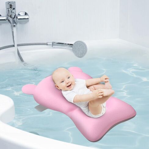 Baby Bath Suspension Prevent Slip Pad, Soft Quick Dry Lightweight Baby Bath Cushion Pad, Newborn Bathtub Mat Infant Bath Supporter Nonslip Floating Bathing Tub Seat for Assisted Sitting (White) in Saudi Arabia