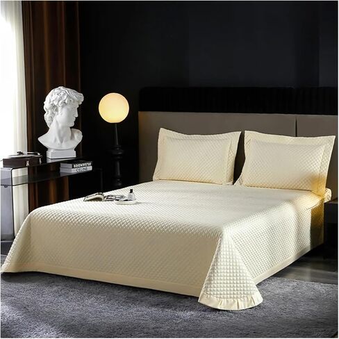 Satin Duvet Cover Set,Luxury Long Staple Cotton Bedspread On The Bed Linen Anti Slip Bedspreads Coverlets Double Bed (B,3pcs 245x250cm) in Saudi Arabia