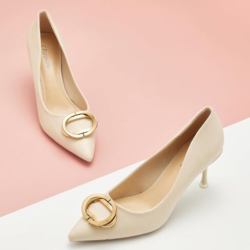 C.Paravano كعب مدبب عند الأصابع ومقدمة مغلقة للنساء، كعب منخفض للمناسبات الرسمية، حذاء جلدي للنساء، كعب نسائي أنيق، مريح in Kuwait