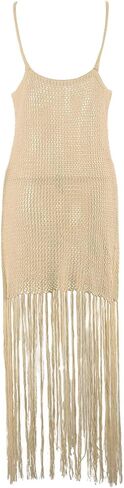 Women's Bikini Fringe Beach Top Cutout Knit Bathing Suit Cover up for Women in Saudi Arabia
