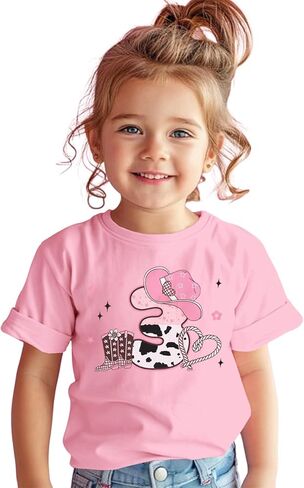 Birthday Girl Shirt Toddler Girls Cowgirl Hat Birthday T-Shirt Kids Western B-Day Party Gift Graphic Tees 2-7 Years in Saudi Arabia