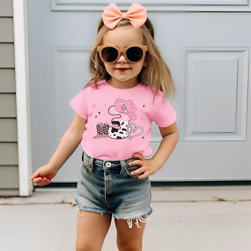Birthday Girl Shirt Toddler Girls Cowgirl Hat Birthday T-Shirt Kids Western B-Day Party Gift Graphic Tees 2-7 Years in Saudi Arabia