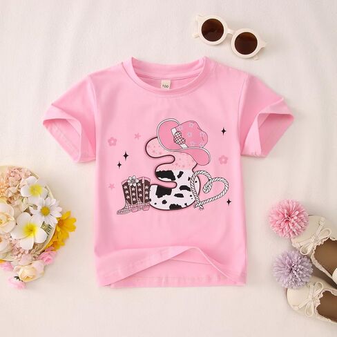 Birthday Girl Shirt Toddler Girls Cowgirl Hat Birthday T-Shirt Kids Western B-Day Party Gift Graphic Tees 2-7 Years in Saudi Arabia