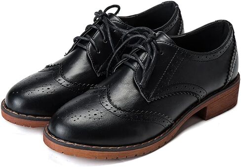 Womens Oxford Flats Shoes Faux Leather Wingtip Oxford in Kuwait