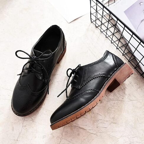 Womens Oxford Flats Shoes Faux Leather Wingtip Oxford in Kuwait