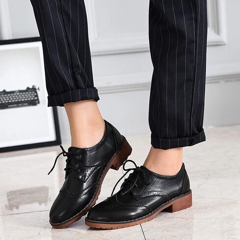 Womens Oxford Flats Shoes Faux Leather Wingtip Oxford in Kuwait