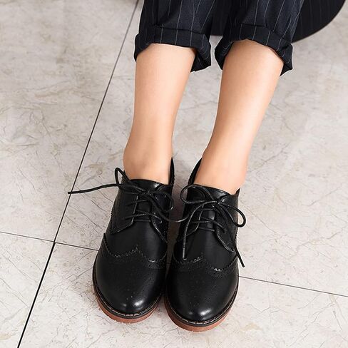 Womens Oxford Flats Shoes Faux Leather Wingtip Oxford in Kuwait