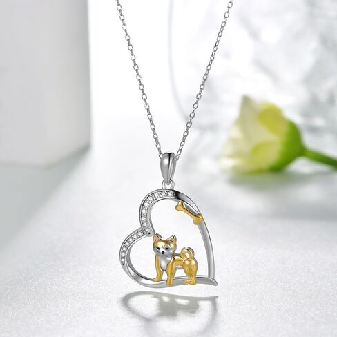 qielizhu Corgi Necklace 925 Sterling Silver Dog Necklace for Women Corgi Gifts for Corgi Lovers Cute Animal Jewelry in Kuwait