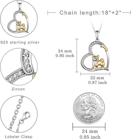 qielizhu Corgi Necklace 925 Sterling Silver Dog Necklace for Women Corgi Gifts for Corgi Lovers Cute Animal Jewelry in Kuwait