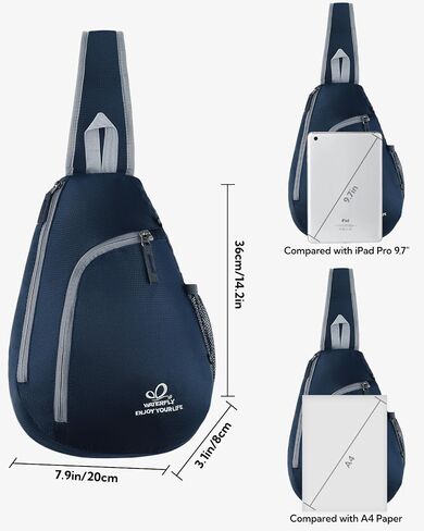 WATERFLY Crossbody Sling Bag Small Water Resistant Backpack Lightweight Shoulder Chest Daypack for Men Women Hiking Travel in Saudi Arabia