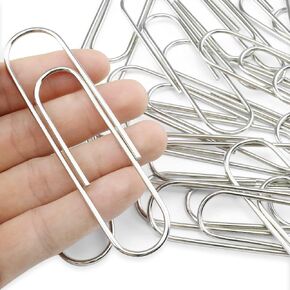 HEEHEE 4 Inch Large Paper Clips 35 Pcs Brightly Colored Silver Rust Resistant and Bend Proof Smooth Finish Large Jumbo Paperclips for Office School Documents Photo Card