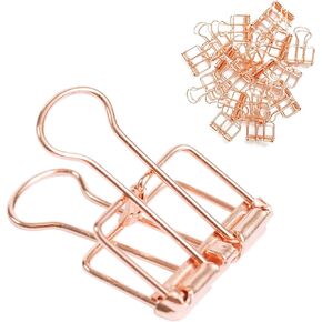 Binder Clips 20 Pack Rose Gold Small Binder Clips Stainless Steel Office Supplies | Keep All Your Important Documents Together a Classic and Modern Office Essential by Deskora