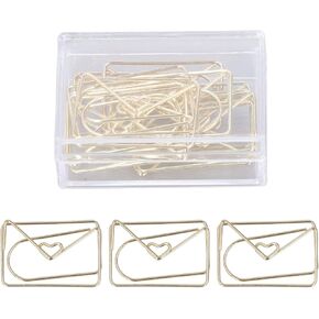 Pssopp 100pcs Golden Cute Small Paperclips,Diamond Crown Envelope Shape Paperclips Small Paper Clips for Office School Wedding Party Invitation Valentine Decoration(#1)