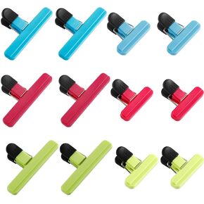 12 قطعة من مشابك الرقائق، مشابك لحقيبة الرقائق، مشابك إغلاق للمطبخ لتخزين الطعام والوجبات الخفيفة، ومشابك لإغلاق أكياس الطعام، مثالية لحفلات السفر المنزلية (حجمين و3 ألوان) in Kuwait