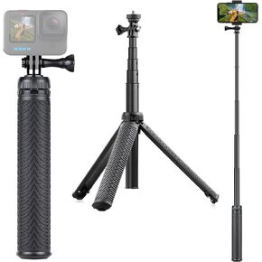 SOONSUN Aluminum Waterproof Selfie Stick Long Extension Pole Handle Grip Tripod Stand for GoPro Max, Fusion, Session, Hero 12 11 10 9 8 7 6 5 4 3 2, Osmo Action 3, 4, Insta360 2,3 SJCAM Cameras
