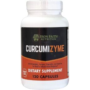 Curcumizyme Joint Relief & Healthy Inflammation Support - Bromelain 500mg /Turmeric 300 mg/Quercetin/Feverfew/Dairy Free / 120 Capsule