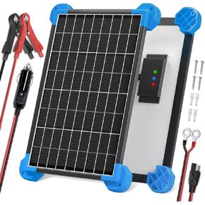 POWOXI 10W 12 Volt Solar Car Battery Trickle Charger Maintainer Waterproof Solar Panels Kit 12V Batterys, 10Watt Solar Panels for RV Boat Car Motorcycle Snowmobile