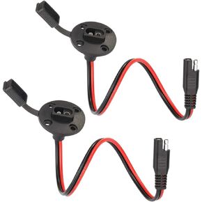 SAE Power Socket Sidewall Port Connector Extension 16AWG Cable, 2 Pin SAE To SAE Weatherproof Quick Connect Plug for Solar Generator Battery Charger, Pack of 2