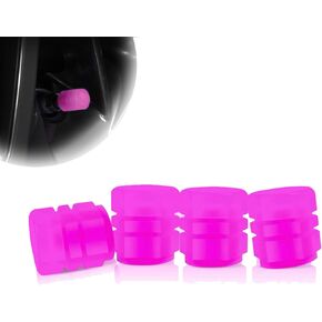 4 PCS Valve Stem Caps, Glow Luminous Valve Stem Protective Cover, Auto Tire Air Caps, Universal for Most Cars (Blue)