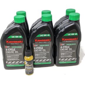 Kawasaki 6PK Genuine OEM 10W40 Motor Oil Quart 4-Cycle K-Tech 99969-6296 and Fuel Treatment