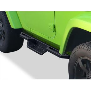 APS Stainless Steel Pocket Steps Running Boards Side Bars Compatible with Jeep Wrangler JK 2007-2018 2-Door (Factory Sidesteps or Rock Rails Have to Be Removed)