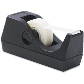Business Source Products, desktop tape dispenser is designed for standard 1/2" or 3/4" by 36 yard rolls. Made of sturdy high-impact plastic with weighted, nonskid base. Tape is not included.