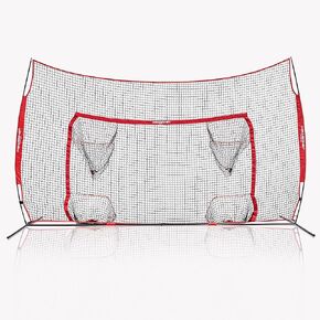 PowerNet 16x10 Ft Soccer Goal Combo Barrier | Built in Goal with Four Pocket Targets | Futsal Soccer Use | Stops Most Missed Shots
